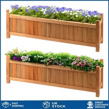 Rustic Large Rectangular Raised Garden Bed Wooden Patio Flower Planter Pot 2x