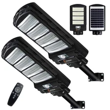 2 Pack Solar Street Light Outdoor,200w 6000LM Solar Motion Flood Lights IP66 ...