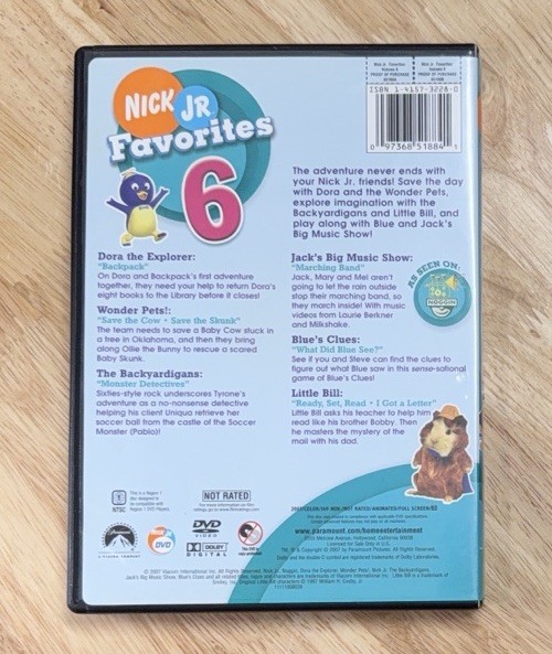 Nick Jr Favorite Vol 6 DVD Dora Explorer Blues Clues Little Bill