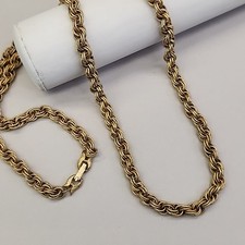 Vintage Rope Chain Necklace 6mm Chunky Gold Tone 30"