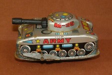 TOY HERO JAPAN 3.5" TIN LITHO WIND UP M-35 TANK US ARMY
