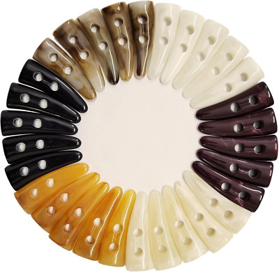 30Pcs 6 Colors 5Cm Acrylic Horn Imitation Tooth Toggle Buttons Compatible with C