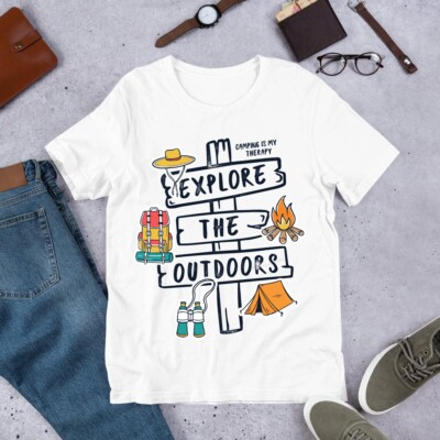 Camping Is My Therapy Explore the Outdoors Tshirt