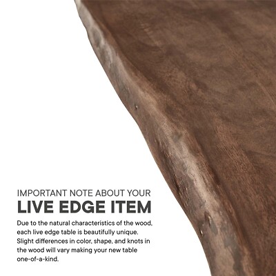 Modway Ardor 74'' Live Edge Acacia Wood Dining Table in Black Walnut