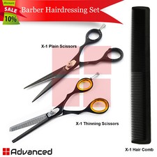 Black Barber Hairdressing Set Hair Cutting Scissors Double Thinning Shears Comb