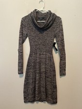 NWT Relativity Women’s Medium Black & Metallic Silver Sweater Dress w/ Cowl Neck