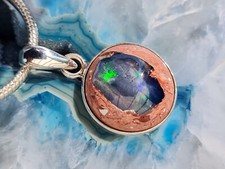 Superfarben!!  Mexikanischer Feueropal Anhänger In Silber gefassst  (H08)