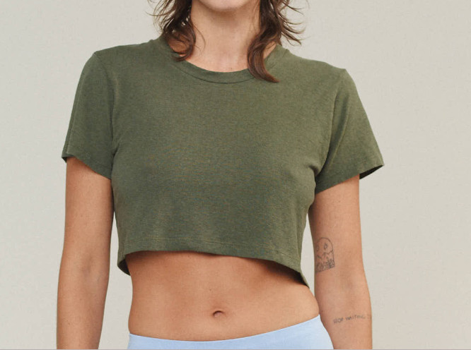 Jungmaven Super Cropped Lorel T Shirt Navy Hemp Organic Cotton Small NWT