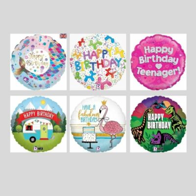 Einzelner holografischer Folienballon Happy Birthday 18 Zoll - Helium nicht enthalten