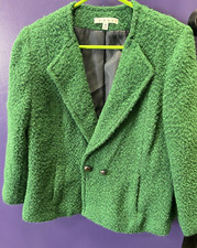 CAbi Women's Size 8 GREEN Wool Blend Boucle Blazer Jacket