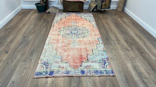 5x12.5 ft Red Runner Rug, Vintage Runner Rug, Handmade Runner Rug