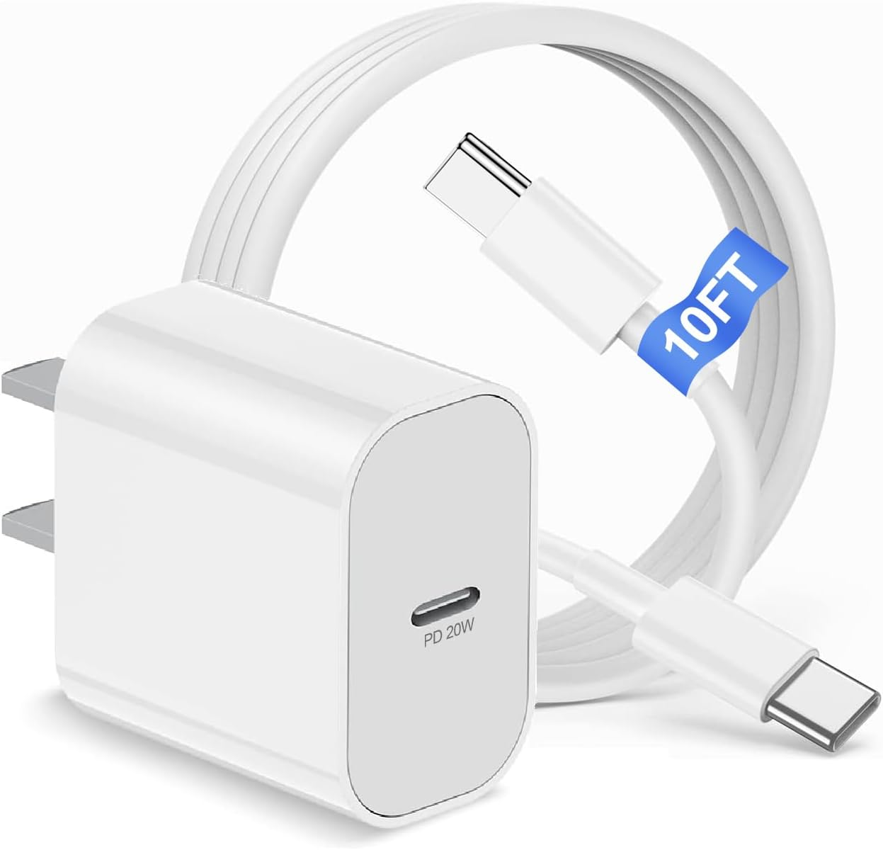 Iphone 16 15 Charger Block/10Ft Type C to C Cable Cord Long, 20W USB C Fast Char-image