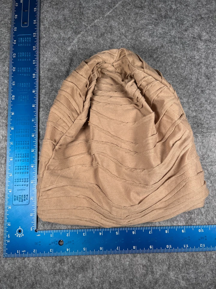 Slouch Beanie Toque женщин один размер бежевый полоски трикотажа хлопок поли легкий - Изображение 3 из 4