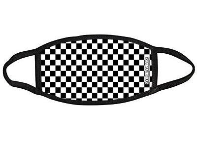 Checkers black white by solovossos fabric face mask OSFM Adults & Kids