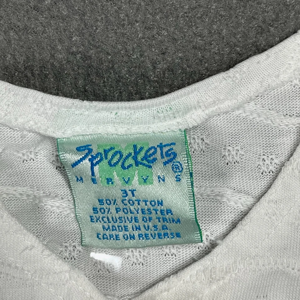 Piñones vintage Mervyns blancos abotonados botones coloridos 3T Foto 3 de 4