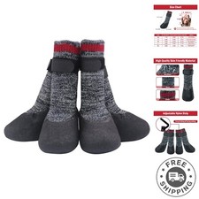 Dog Socks Rubber Sole Paw Protectors with Straps Traction Control Anti-Slip W...