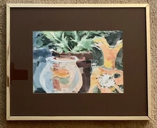Original Still Life Watercolor by Nancy Whitermore (1935-2020) Framed 21” x 17”