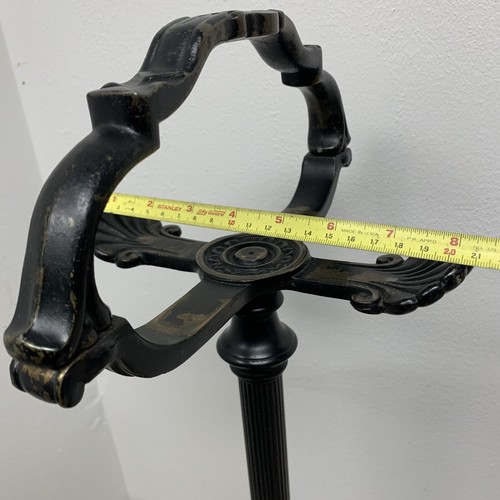 VTG 1940s Solid Cast Iron 28” Floor Bowl Stand w/ Hand Blown Amber Glass 8” Dish - Picture 24 of 24