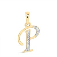 10K Gelbgold Rundschliff Diamant Damen Initialen 'P' Buchstabe AnhäNger 1/20 CT