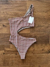 NWT Acacia Swimwear Medium Ever One Piece Full Red M New Swim Sidi Cheeky