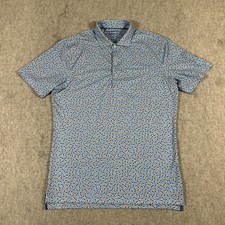 Johnnie O Duck Hook Polo Shirt Mens Medium Golf Performance Blue