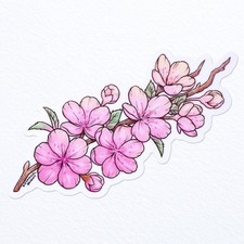 Cherry Blossom Branch Sticker - Waterproof Vinyl Decal - Spring Floral Crafts