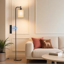 Floor Lamp with Linen Shade, Dimmable Tall Standing Lamp with Remote Control  3