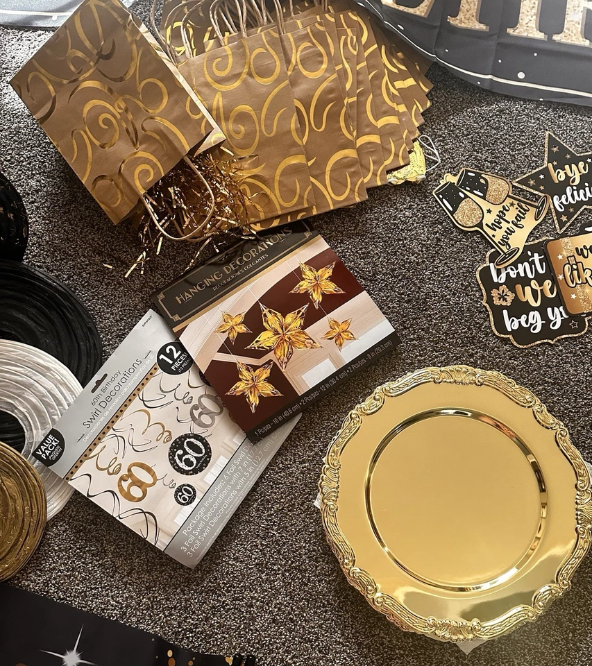 Elegant Black and Gold 60th Birthday, Retirement, New Years Eve Party Bundle - Image 4 of 4