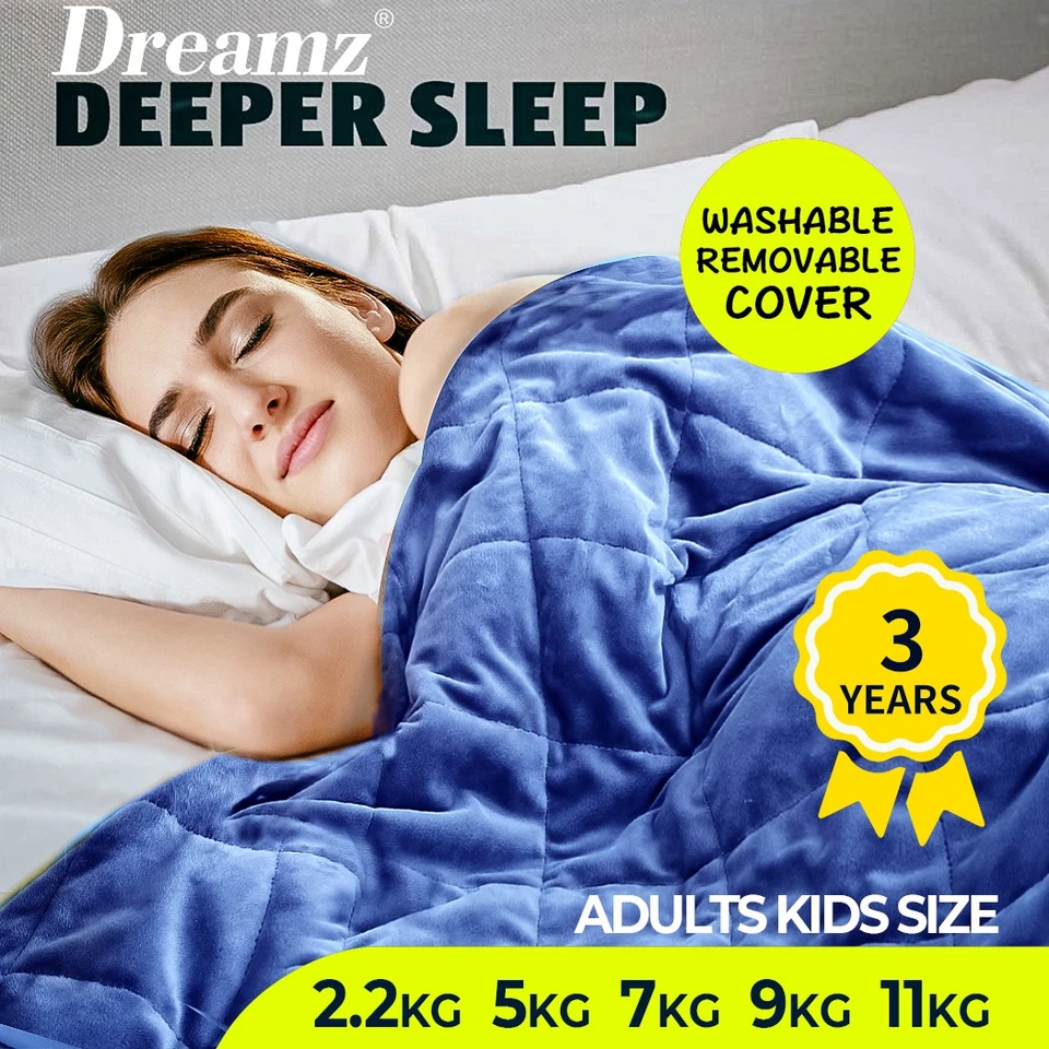 Dreamz Weighted Blanket Heavy Gravity Adults Deep Relax Kids Adult 5/7/9kg Blue