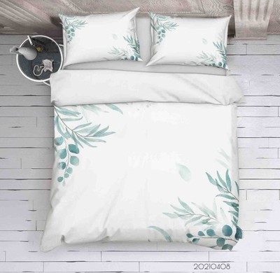3D Plants Leaves Watercolor Quilt Cover Set Bedding Sets Pillowcases 3