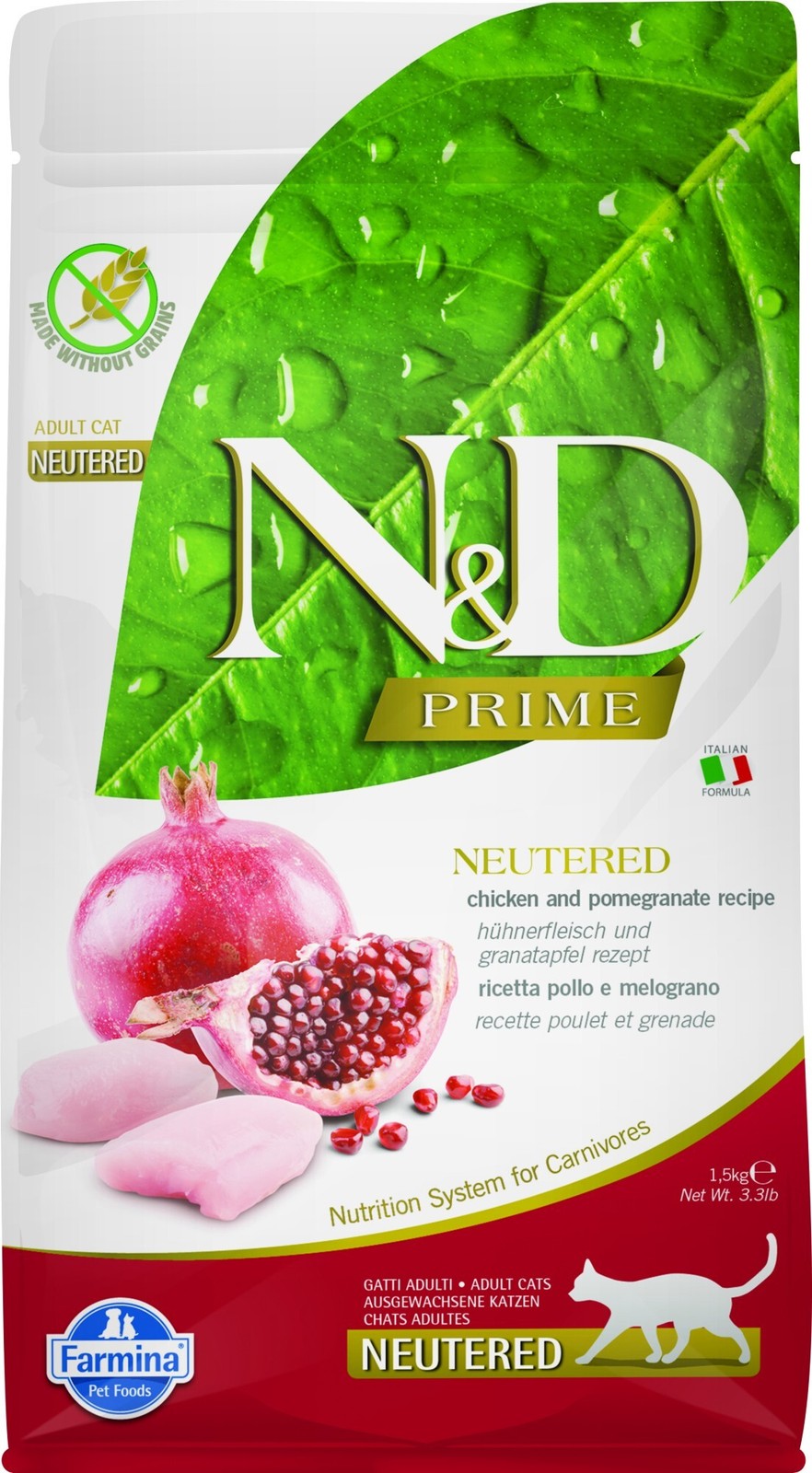 Farmina N&D Prime Grain Free Neutered Pollo e Melograno Crocchette gatto - 1,5 kg - Immagine 2
