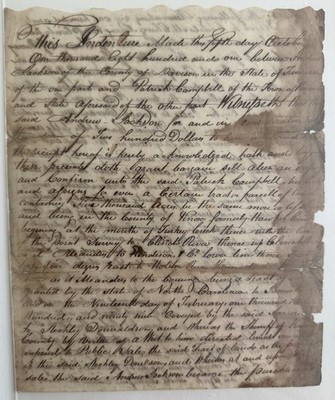 1801 Andrew Jackson Signed Land Deed Tennessee 5000 Acres Knox County