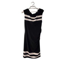 Lauren Ralph Lauren dress womens size 14 classic black white ruched stretchy