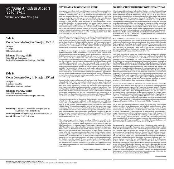 ANALOGPHONIC CNLR-1604 MOZART VIOLIN CONCERTOS 3/4 JOHANNA MARTZY - Bild 2 von 4