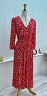 Red White ditsy print midi length tea dress size 8 10