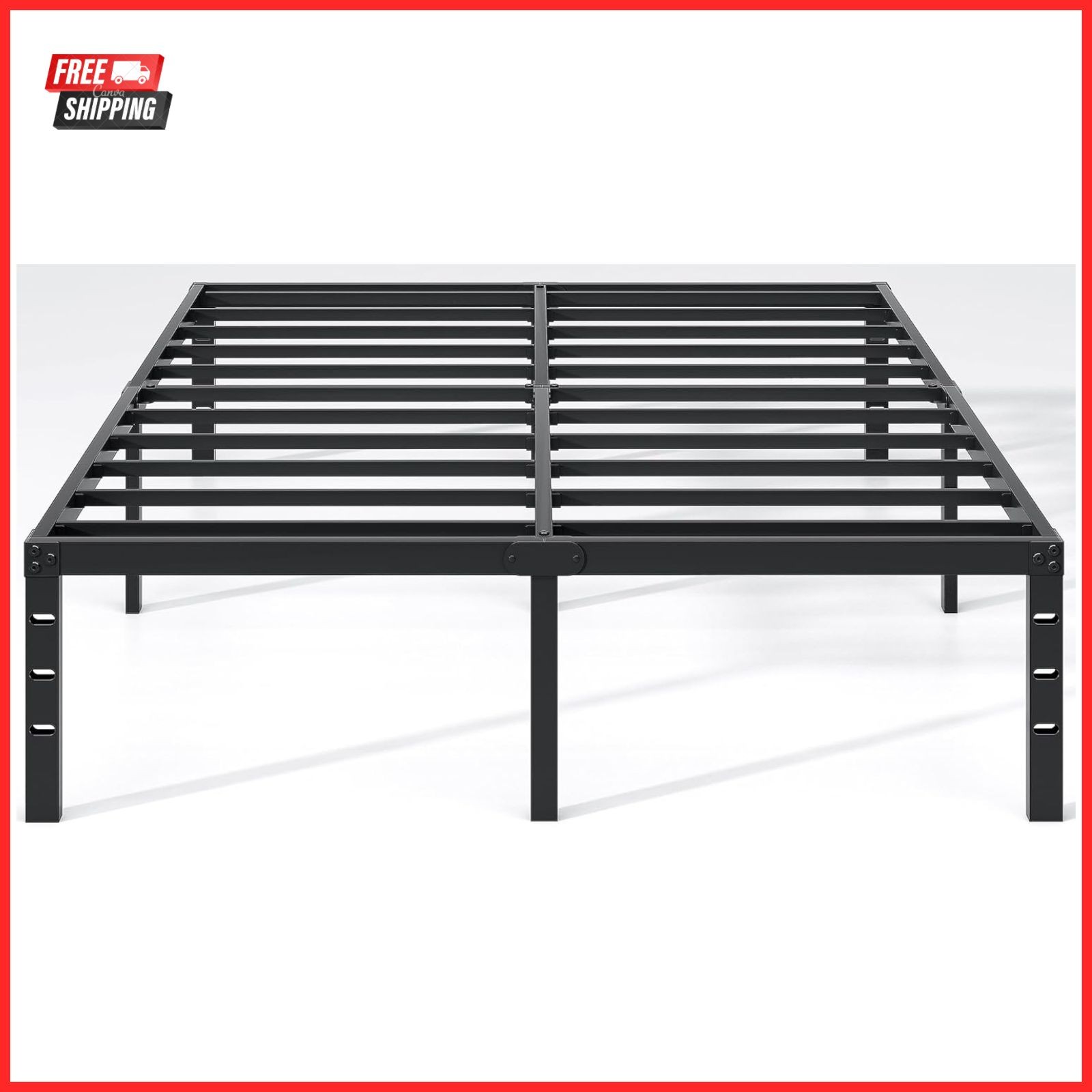14 Inch Platform W Storage Heavy Duty Black