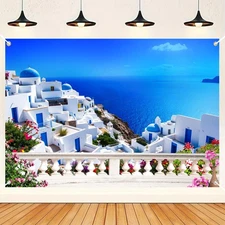 7x5ft Greece Backdrop Mamma Mia Birthday Partay Decorative Photo Background M...