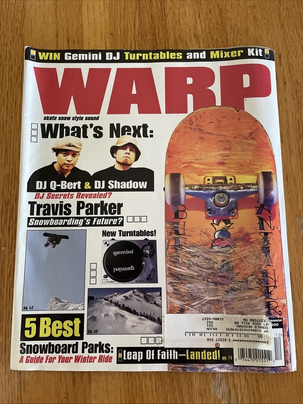 Vintage WARP Skate Surf Snow Style Sound Magazine Dec 1999 Dj Shadow