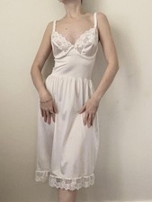Vintage Lace Trim Bustier Nightgown Slip Dress