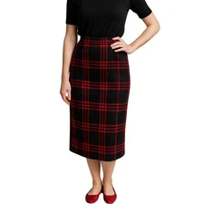 Vintage Eagles Eye Skirt Sz 4 Black Red Tartan Plaid Wool Blend Preppy Academia