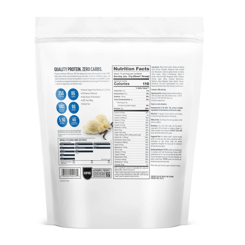 Proteína aislada de suero puro Isopure Zero Carb 100 en polvo, sin lactosa, gluten... Foto 2 de 4