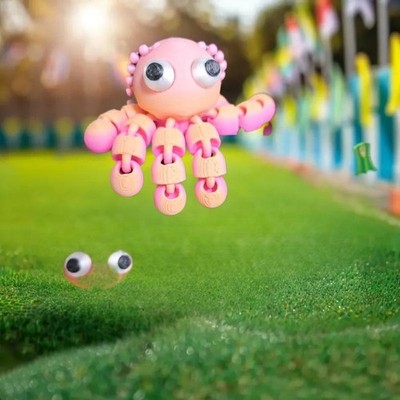 3D Printed Multi-Joint Movable Cute Octopus Little Pendant Keychain Car Key Ring