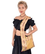 Borsa hobo a tracolla Jhola stampata con tasca riutilizzabile ecologica lotto...