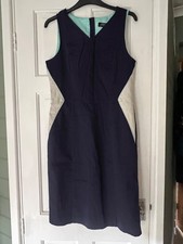 Womens Papaya Navy and Cream Sleeveless Work Dress. Size 12