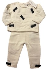 Janie and Jack 6-12 Months Baby Girl Sweater Set/Winter White/Bows Outfit NWT