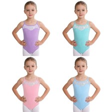 Kids Girls Bodysuit Practice Leotard Cutout Dancewear Button Crotch Dance Gift