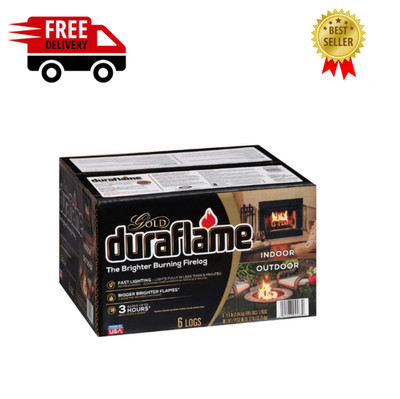 Duraflame Fire Logs 6 Pack - 4.5lb Bright Burning 3 Hour Burn Time Fast Lighting