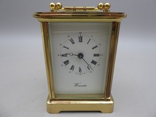 C Vintage English Made Worcester Brass Mechanical Carriage Clock