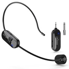 Wireless Microphone Headset, 2.4GHz, 160ft Range, Dual -Charging, 3D Stage Re...