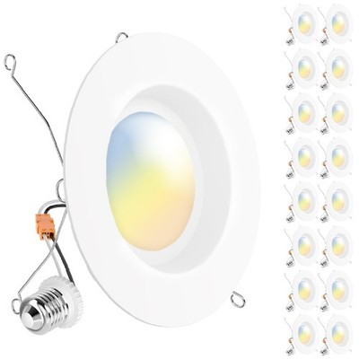 Sunco 16 Pack 6 Inch LED Can Lights, Retrofit Recessed Lighting, Smooth Trim,...